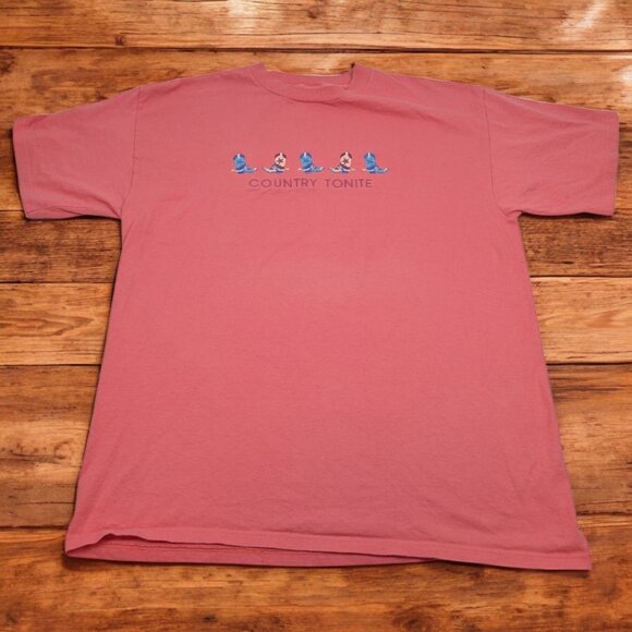 Vintage Country Tonite‎ Pink Salmon Boots Embroidered Shirt XL Desert Heat USA - Picture 1 of 11